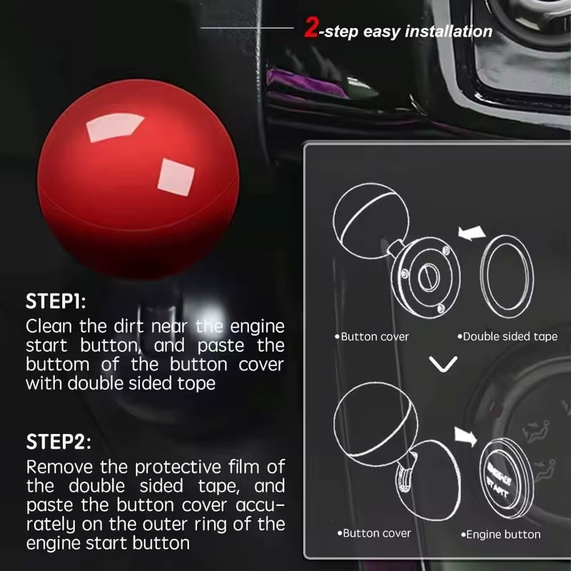 Push To Start Ignition Button Cover - One-Touch Engine Start/Stop Lever
