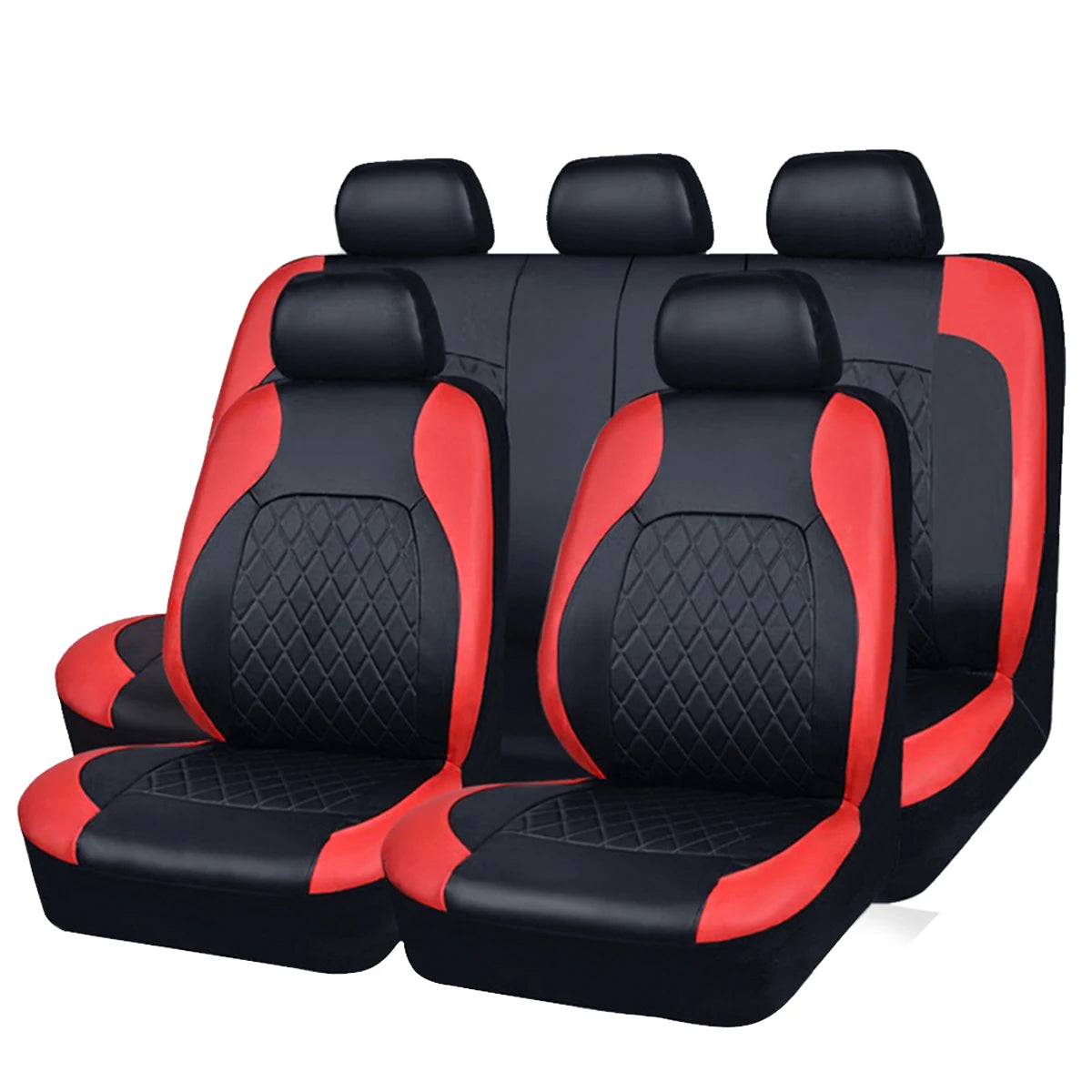 All-Season Quilted PU Leather Car Seat Covers - Full Surround Protection, Waterproof, Universal Fit for Sedans, SUVs, and Pickup Trucks