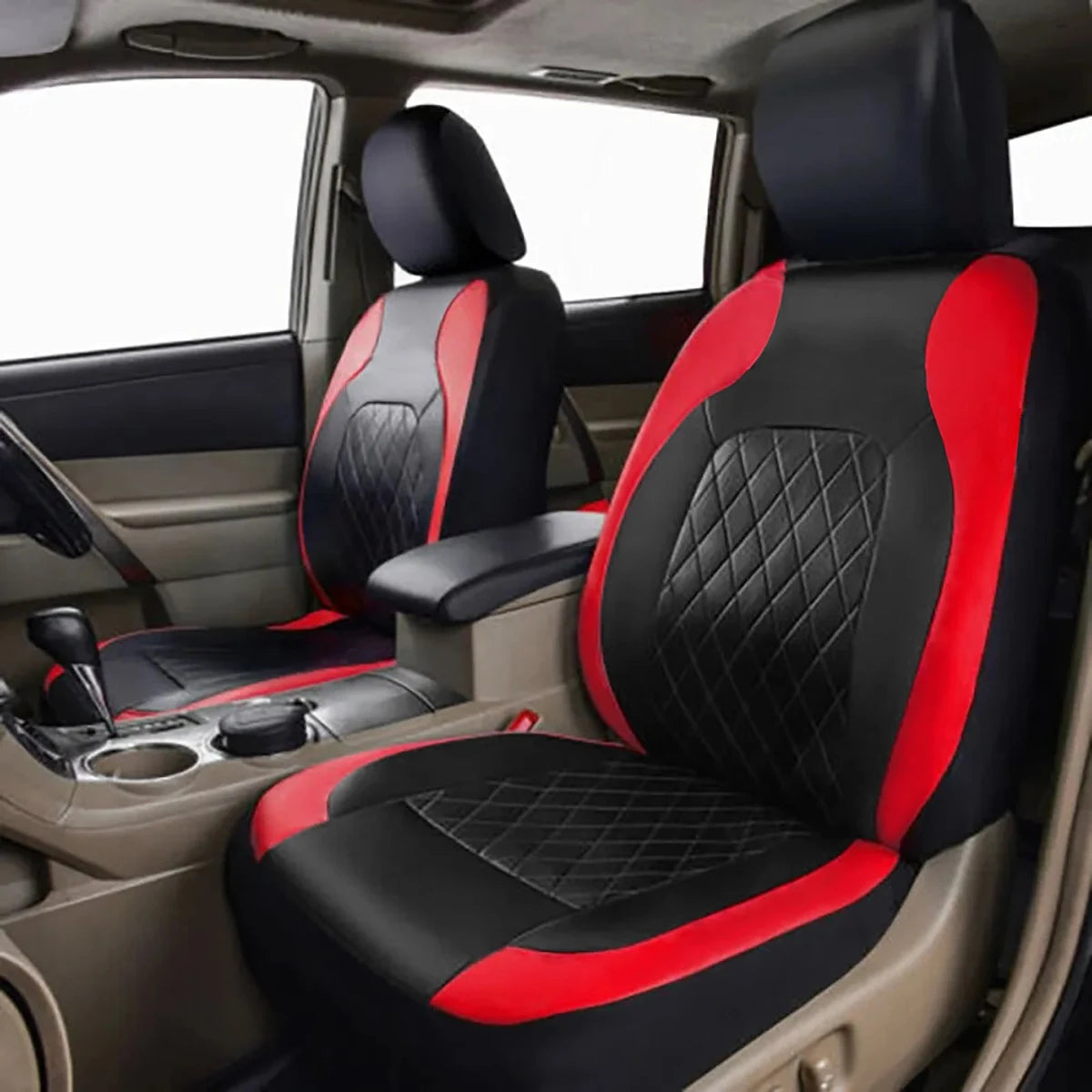 All-Season Quilted PU Leather Car Seat Covers - Full Surround Protection, Waterproof, Universal Fit for Sedans, SUVs, and Pickup Trucks