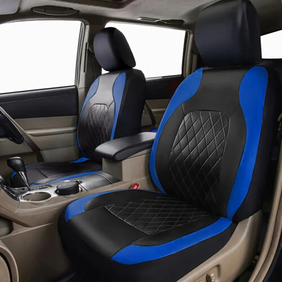 All-Season Quilted PU Leather Car Seat Covers - Full Surround Protection, Waterproof, Universal Fit for Sedans, SUVs, and Pickup Trucks