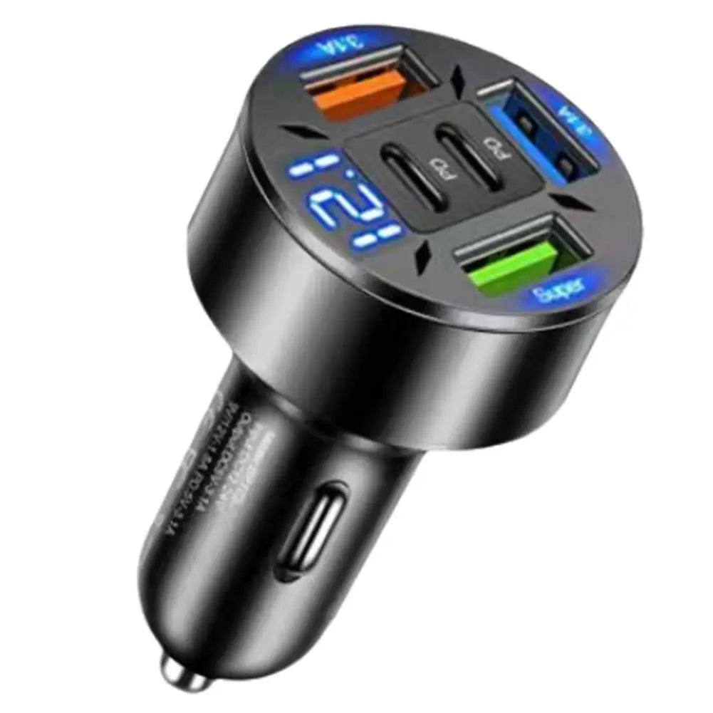 250W 5-Port Fast Charging Car Charger with PD and QC3.0 USB-C Adapter for iPhone