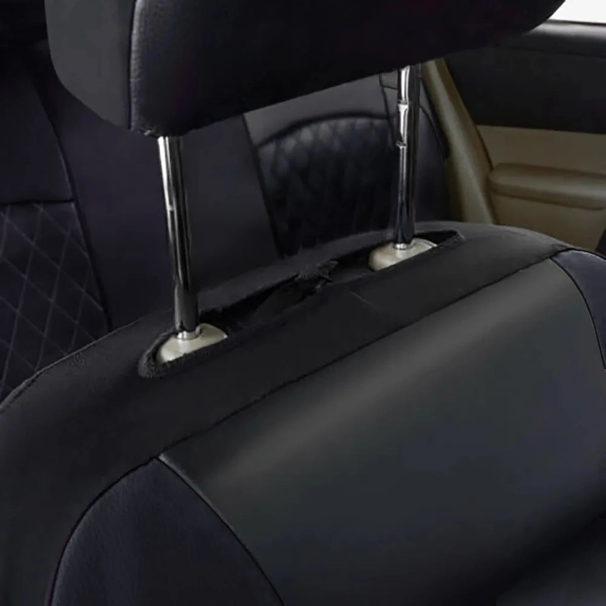 All-Season Quilted PU Leather Car Seat Covers - Full Surround Protection, Waterproof, Universal Fit for Sedans, SUVs, and Pickup Trucks
