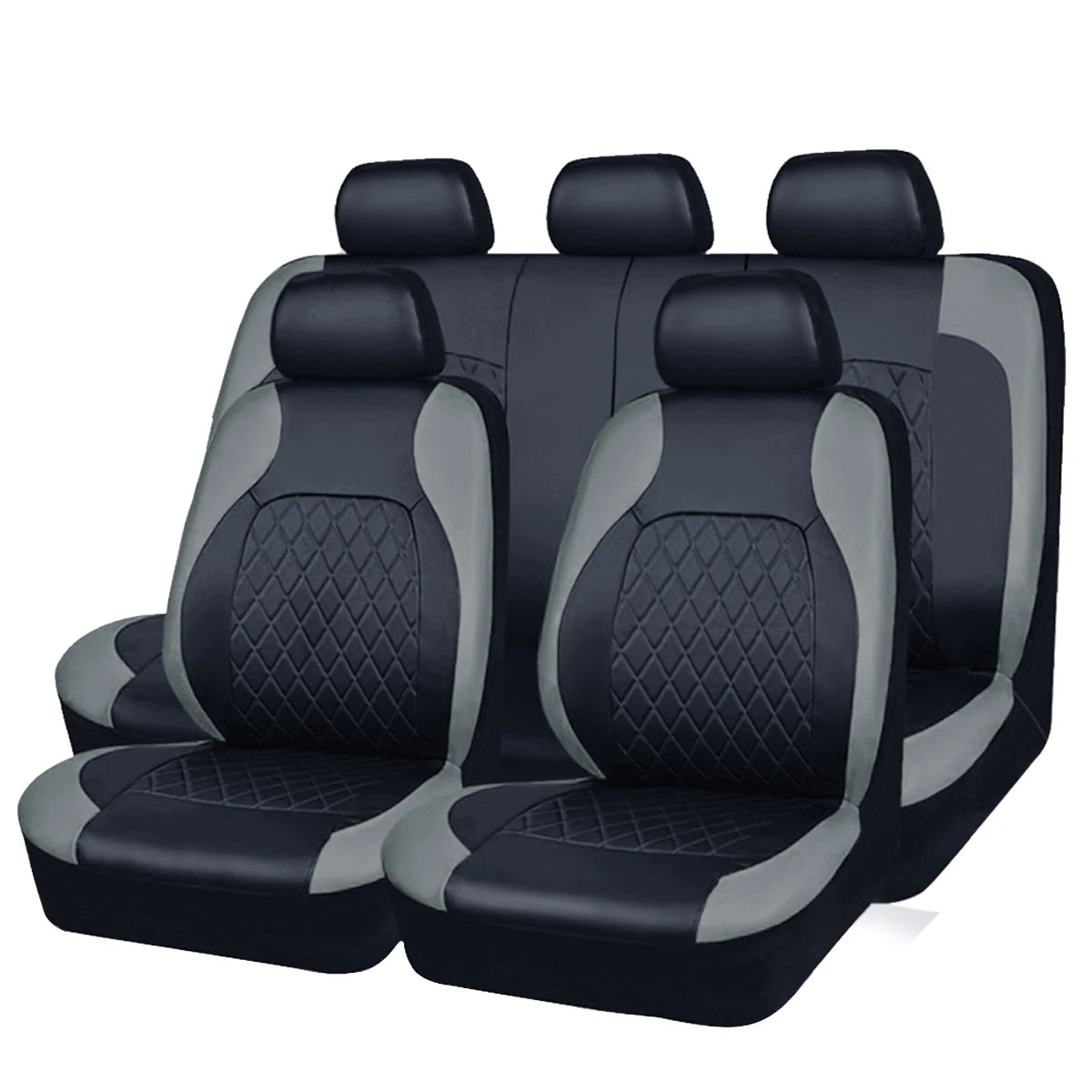 All-Season Quilted PU Leather Car Seat Covers - Full Surround Protection, Waterproof, Universal Fit for Sedans, SUVs, and Pickup Trucks