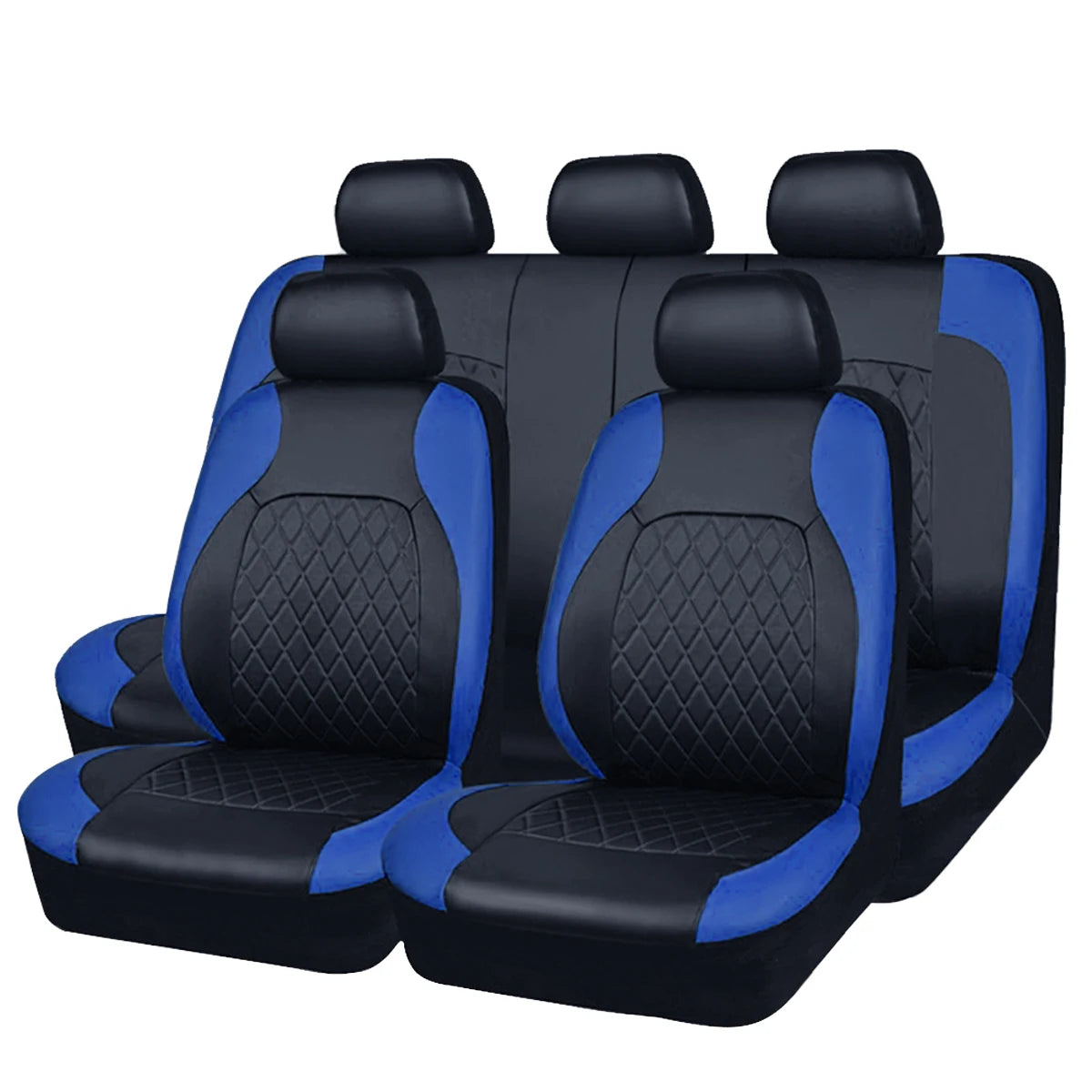 All-Season Quilted PU Leather Car Seat Covers - Full Surround Protection, Waterproof, Universal Fit for Sedans, SUVs, and Pickup Trucks